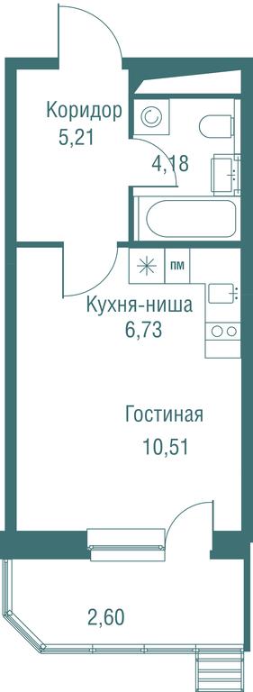 Apartment Sale, 29.23平方米 at Odinburg, Severnaya Street, 11, Odintsovo, Moscow Region, Russia #1