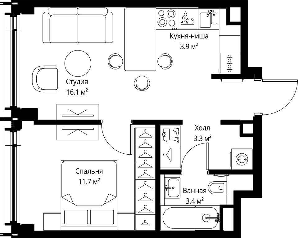 1-BD Apartment Sale, 38.4平方米 at Symphony 34, 2nd Khutorskaya Street, 38А, Moscow, Russia #2 1-BD Apartment Sale, 38.4平方米 at Symphony 34, 2nd Khutorskaya Street, 38А, Moscow, Russia #2