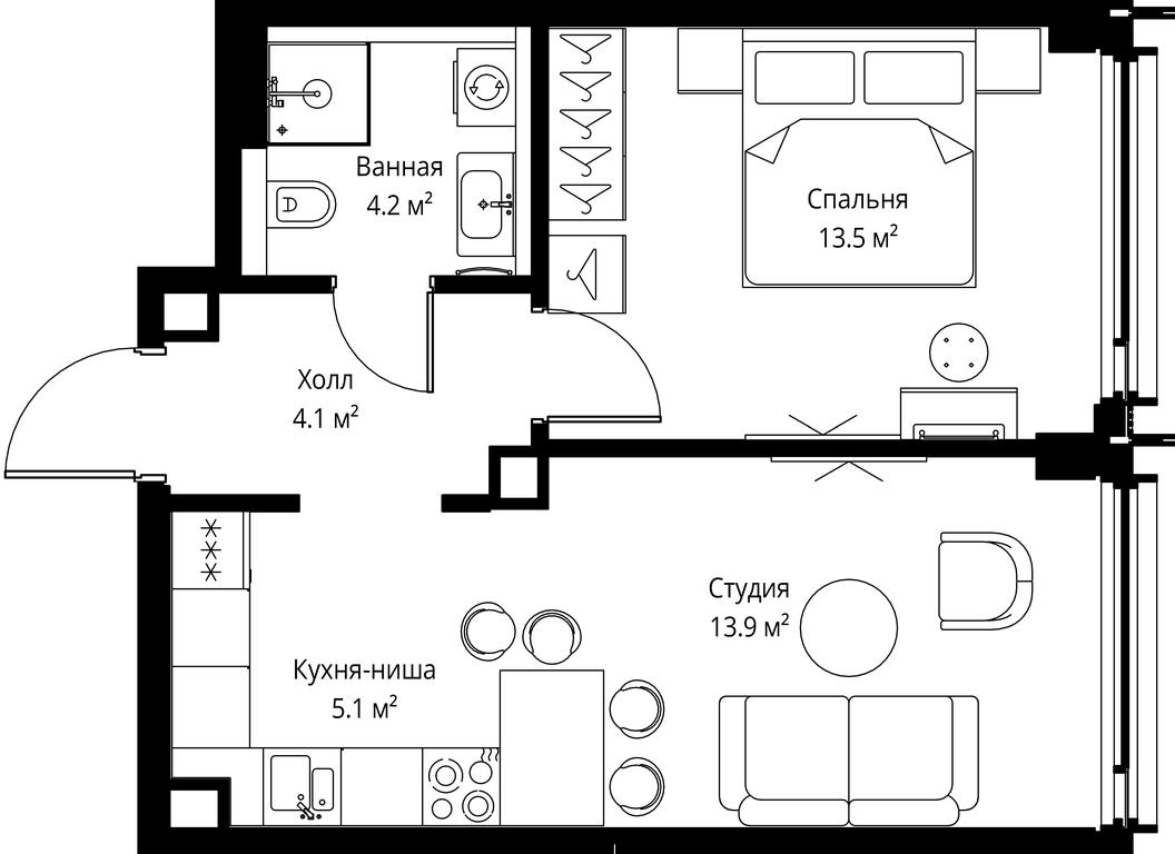 1-BD Apartment Sale, 40.8 sq. m. at Symphony 34, 2nd Khutorskaya Street, 38А, Moscow, Russia #2 1-BD Apartment Sale, 40.8 sq. m. at Symphony 34, 2nd Khutorskaya Street, 38А, Moscow, Russia #2