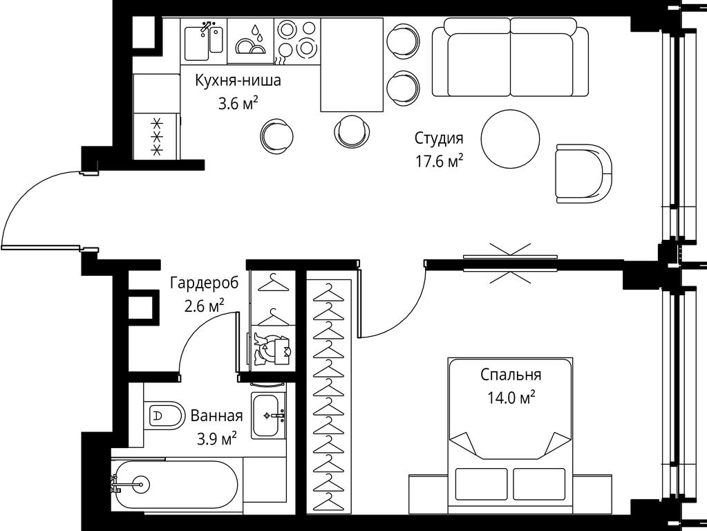 1-BD Apartment Sale, 41.7 sq. m. at Symphony 34, 2nd Khutorskaya Street, 38А, Moscow, Russia #2 1-BD Apartment Sale, 41.7 sq. m. at Symphony 34, 2nd Khutorskaya Street, 38А, Moscow, Russia #2