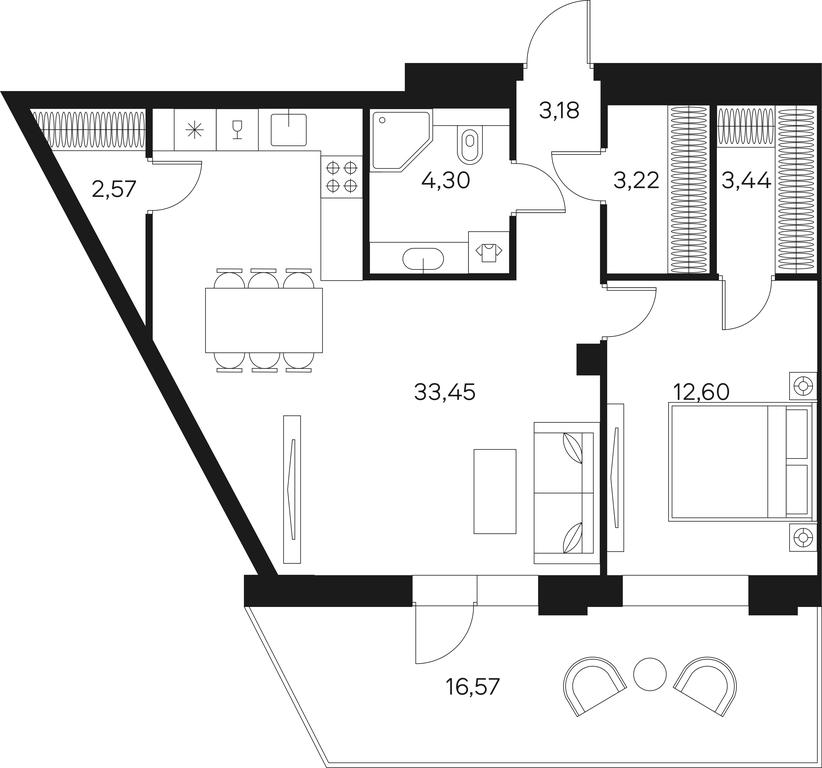 1-BD Apartment Sale, 64.6平方米 at Forst, Avtozavodskaya Street, 24, Moscow, Russia #1
