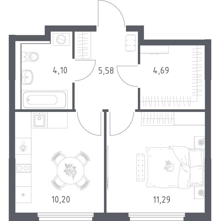 Apartment Sale, 35.86平方米 at Prigorod Lesnoe, Molodyozhny bulvar, 6, derevnya Misaylovo, Leninskiy City District, Moscow Region, Russia #2