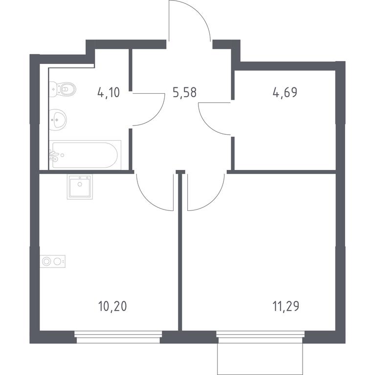 Apartment Sale, 35.86平方米 at Prigorod Lesnoe, Molodyozhny bulvar, 6, derevnya Misaylovo, Leninskiy City District, Moscow Region, Russia #1