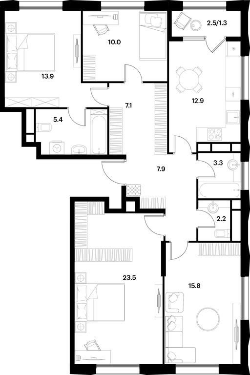 3-BD Apartment Sale, 103.3平方米 at Alia, Lyotnaya Street, 95Бк2, Moscow, Russia #1 3-BD Apartment Sale, 103.3平方米 at Alia, Lyotnaya Street, 95Бк2, Moscow, Russia #1