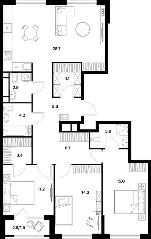 2-BD Apartment Sale, 106.4平方米 at Alia, Lyotnaya Street, 95Бк2, Moscow, Russia #1 2-BD Apartment Sale, 106.4平方米 at Alia, Lyotnaya Street, 95Бк2, Moscow, Russia #1