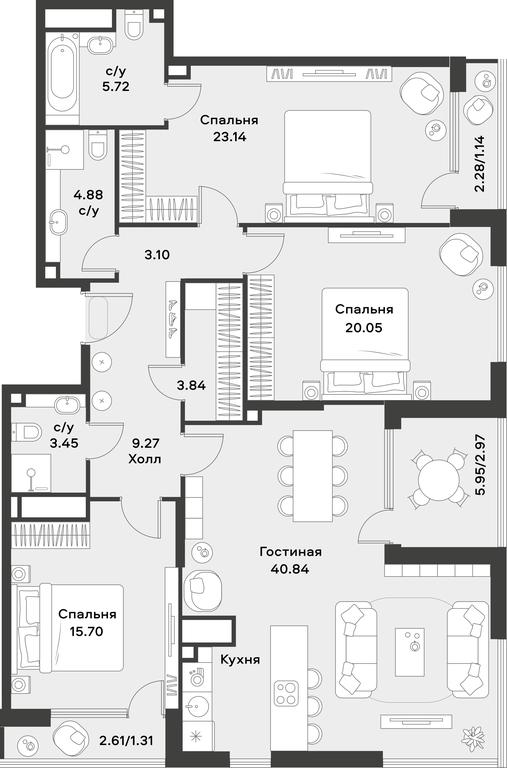 2-BD Apartment Sale, 135.4平方米 at Alia, Lyotnaya Street, 95Бк2, Moscow, Russia #2 2-BD Apartment Sale, 135.4平方米 at Alia, Lyotnaya Street, 95Бк2, Moscow, Russia #2