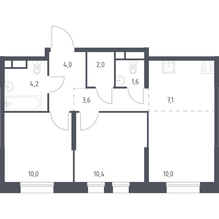 1-BD Apartment Sale, 52.9 sq. m. at Kvartal na Vode, Shosseynaya Street, 90с42, Moscow, Russia #1 1-BD Apartment Sale, 52.9 sq. m. at Kvartal na Vode, Shosseynaya Street, 90с42, Moscow, Russia #1