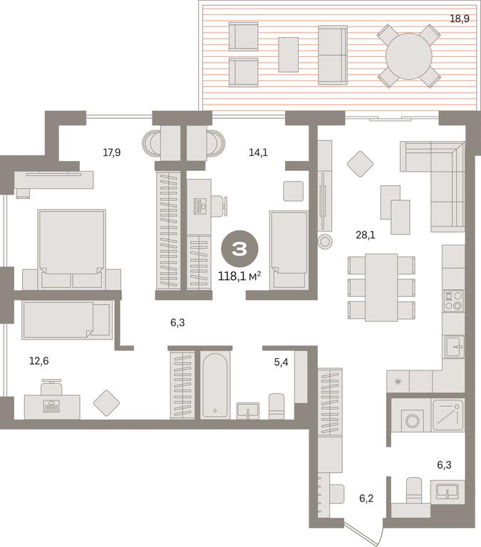 3-BD Apartment Sale, 117.7 sq. m. at Kvartal «MONS», Ogorodny Drive, Moscow, Russia #1 3-BD Apartment Sale, 117.7 sq. m. at Kvartal «MONS», Ogorodny Drive, Moscow, Russia #1