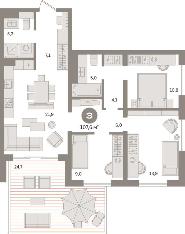 3-BD Apartment Sale, 108.6 sq. m. at Kvartal «MONS», Ogorodny Drive, Moscow, Russia #1 3-BD Apartment Sale, 108.6 sq. m. at Kvartal «MONS», Ogorodny Drive, Moscow, Russia #1