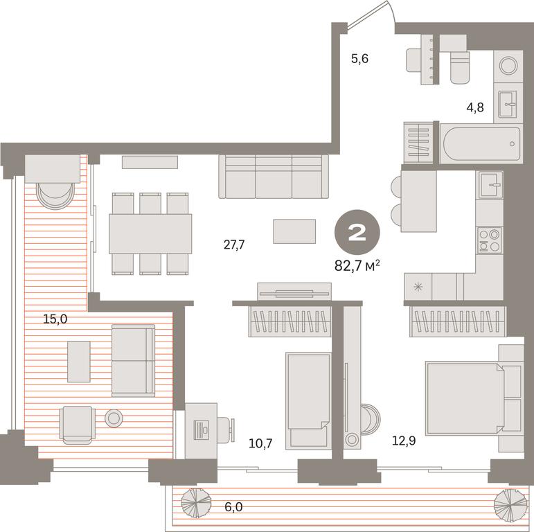 2-BD Apartment Sale, 83.2 sq. m. at Kvartal «MONS», Ogorodny Drive, Moscow, Russia #1