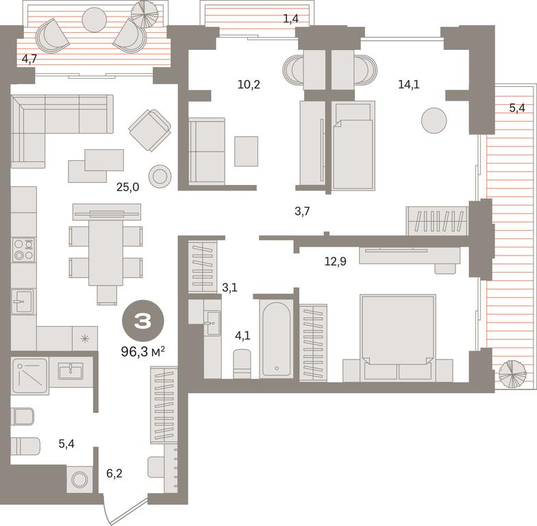 3-BD Apartment Sale, 99.8平方米 at Kvartal «MONS», Ogorodny Drive, Moscow, Russia #1 3-BD Apartment Sale, 99.8平方米 at Kvartal «MONS», Ogorodny Drive, Moscow, Russia #1