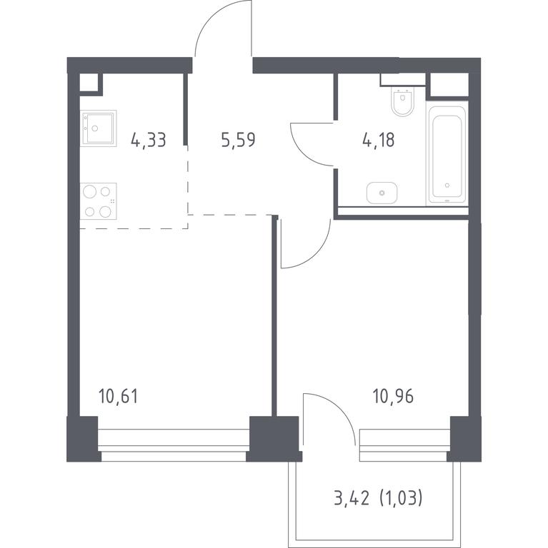 Apartment Sale, 36.7平方米 at Nova, Bratyev Fonchenko Street, вл21, Moscow, Russia #1 Apartment Sale, 36.7平方米 at Nova, Bratyev Fonchenko Street, вл21, Moscow, Russia #1