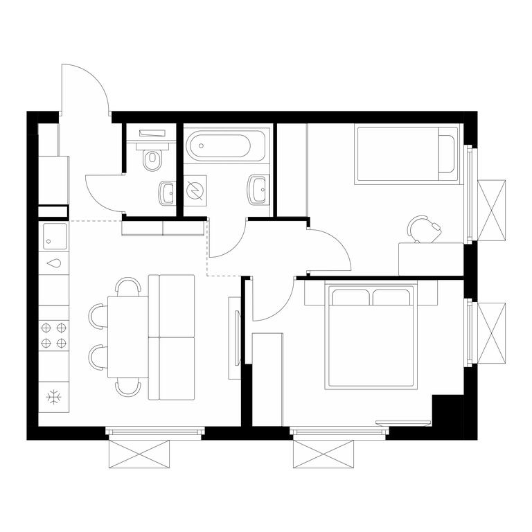 2-BD Apartment Sale, 46.3平方米 at Yaroslavskij kvartal, Yaroslavskiy Drive, 116, Korolyov, Moscow Region, Russia #1 2-BD Apartment Sale, 46.3平方米 at Yaroslavskij kvartal, Yaroslavskiy Drive, 116, Korolyov, Moscow Region, Russia #1