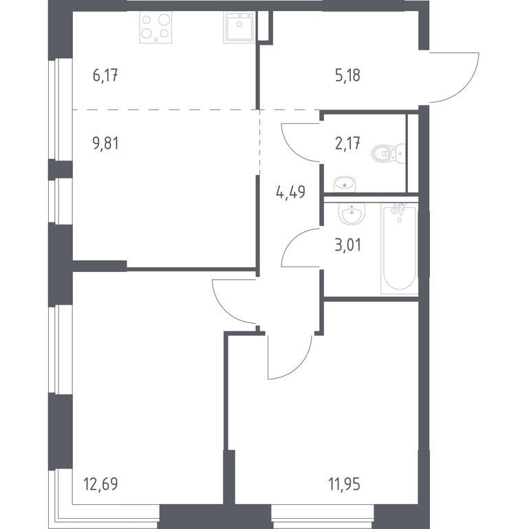 1-BD Apartment Sale, 55.47 sq. m. at Kvartal Marino, kvartal № 175, 1с1, Filimonkovskoye Municipal Formation, Moscow, Russia #1 1-BD Apartment Sale, 55.47 sq. m. at Kvartal Marino, kvartal № 175, 1с1, Filimonkovskoye Municipal Formation, Moscow, Russia #1