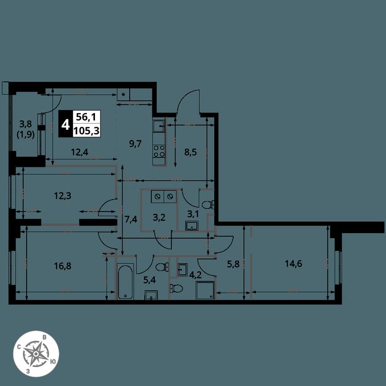 4-BD Apartment Sale, 105.3平方米 at 1 Izmajlovskij, Montazhnaya Street, 8с13, Moscow, Russia #2 4-BD Apartment Sale, 105.3平方米 at 1 Izmajlovskij, Montazhnaya Street, 8с13, Moscow, Russia #2