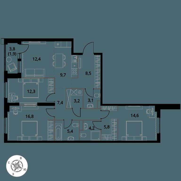 4-BD Apartment Sale, 105.3平方米 at 1 Izmajlovskij, Montazhnaya Street, 8с13, Moscow, Russia #1 4-BD Apartment Sale, 105.3平方米 at 1 Izmajlovskij, Montazhnaya Street, 8с13, Moscow, Russia #1