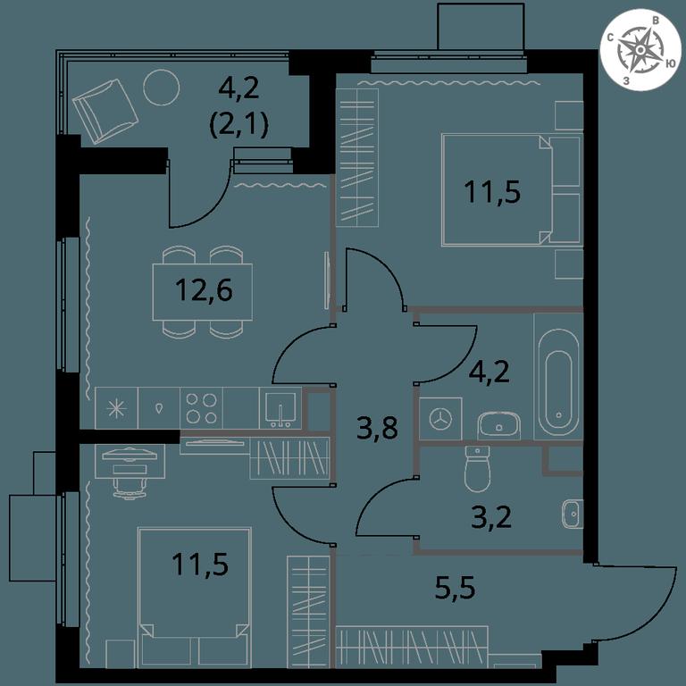 2-BD Apartment Sale, 54.4平方米 at 1 Izmajlovskij, Montazhnaya Street, 8с13, Moscow, Russia #1 2-BD Apartment Sale, 54.4平方米 at 1 Izmajlovskij, Montazhnaya Street, 8с13, Moscow, Russia #1