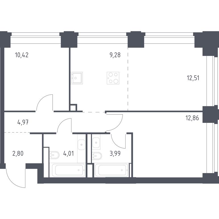 1-BD Apartment Sale, 60.84平方米 at Nova, Bratyev Fonchenko Street, вл21, Moscow, Russia #1 1-BD Apartment Sale, 60.84平方米 at Nova, Bratyev Fonchenko Street, вл21, Moscow, Russia #1