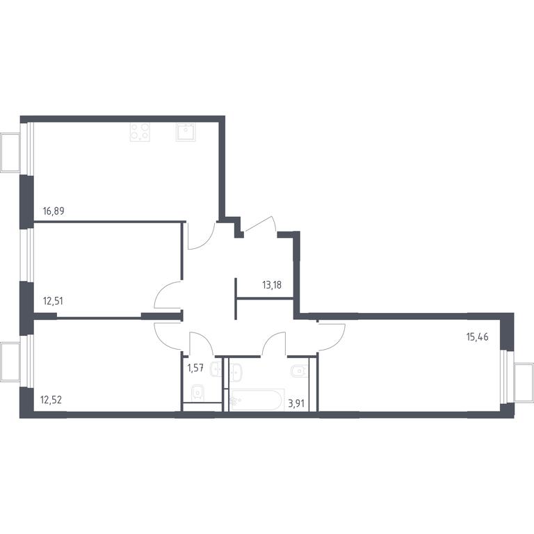 2-BD Apartment Sale, 76.14 sq. m. at Kvartal Strogino, zhiloy kompleks Kvartal Strogino, Krasnogorsk, Moscow Region, Russia #1