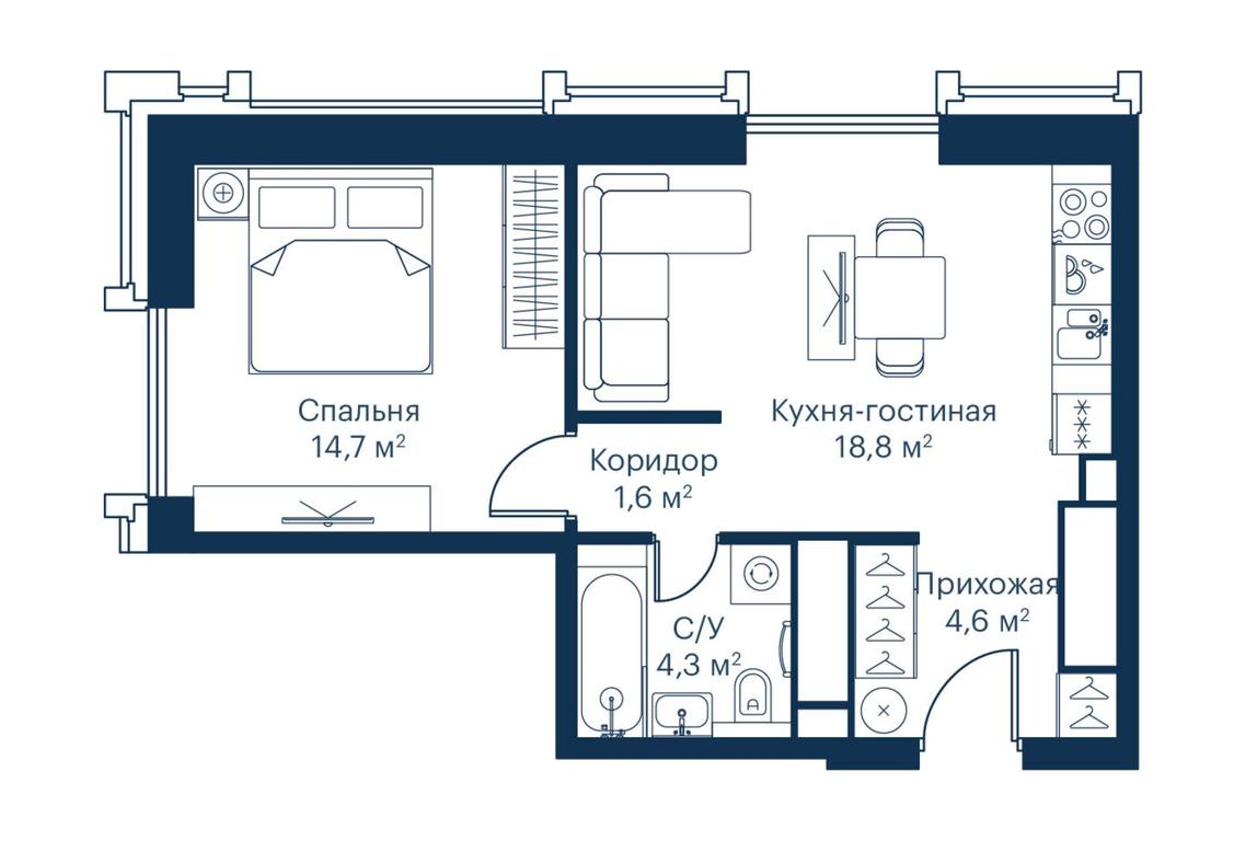 1-BD Apartment Sale, 44.2 sq. m. at City Bay, Volokolamskoye Highway, 95с3, Moscow, Russia #1 1-BD Apartment Sale, 44.2 sq. m. at City Bay, Volokolamskoye Highway, 95с3, Moscow, Russia #1