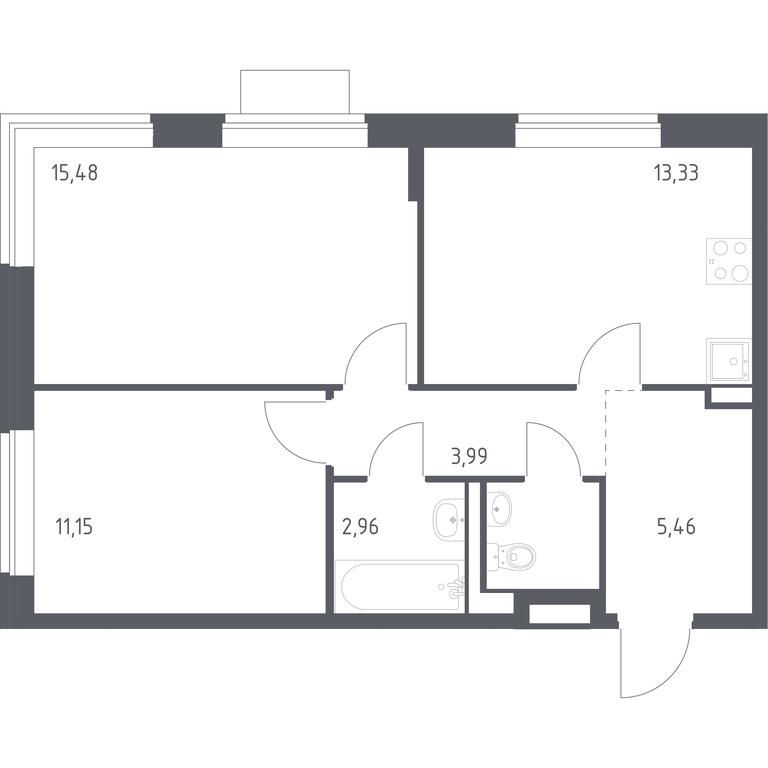 1-BD Apartment Sale, 54.44 sq. m. at Novoe Vidnoe, Kalinovka Village, Leninskiy City District, Moscow Region, Russia #1 1-BD Apartment Sale, 54.44 sq. m. at Novoe Vidnoe, Kalinovka Village, Leninskiy City District, Moscow Region, Russia #1