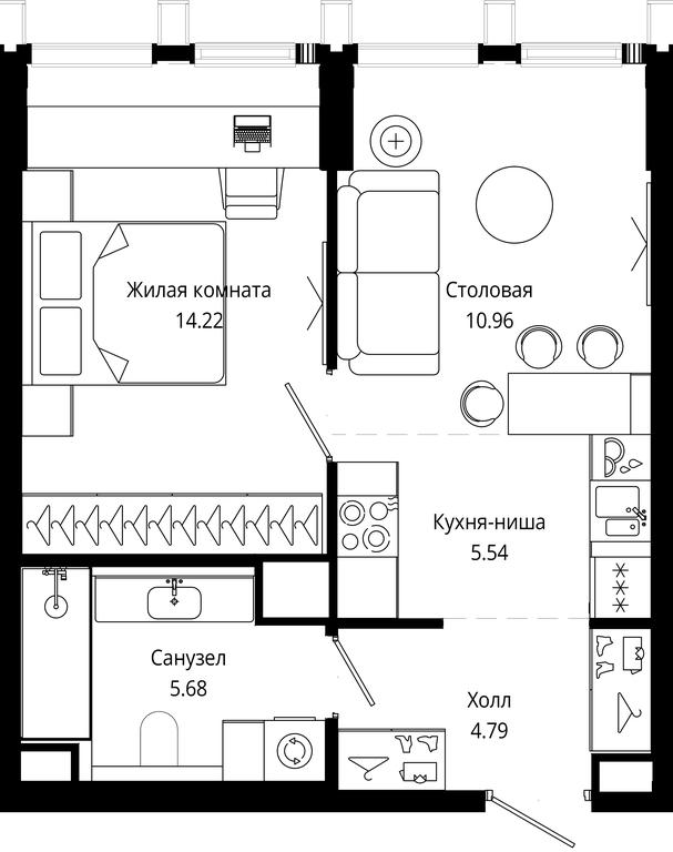 1-BD Apartment Sale, 39.79平方米 at Mod, 4th Maryinoy Roschi Street, 12с9, Moscow, Russia #1 1-BD Apartment Sale, 39.79平方米 at Mod, 4th Maryinoy Roschi Street, 12с9, Moscow, Russia #1
