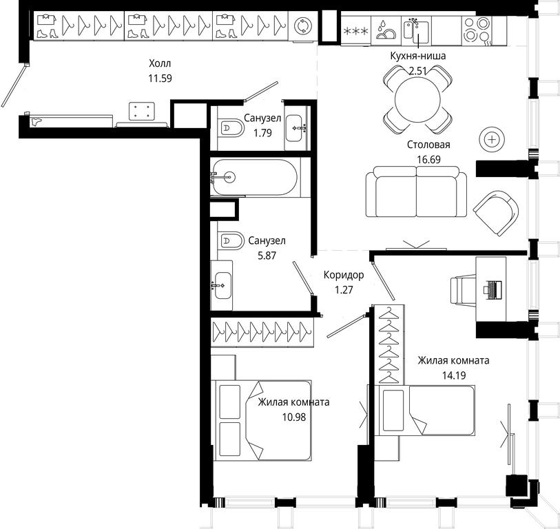 2-BD Apartment Sale, 61.47平方米 at Mod, 4th Maryinoy Roschi Street, 12с9, Moscow, Russia #1 2-BD Apartment Sale, 61.47平方米 at Mod, 4th Maryinoy Roschi Street, 12с9, Moscow, Russia #1