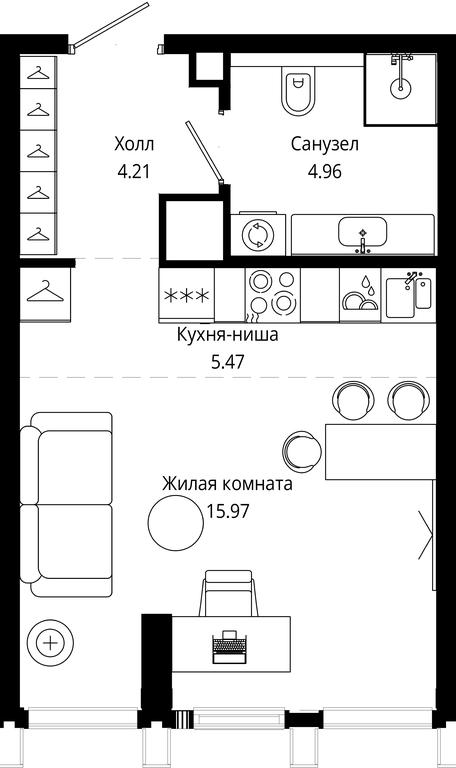 Apartment Sale, 29.54平方米 at Mod, 4th Maryinoy Roschi Street, 12с9, Moscow, Russia #1 Apartment Sale, 29.54平方米 at Mod, 4th Maryinoy Roschi Street, 12с9, Moscow, Russia #1