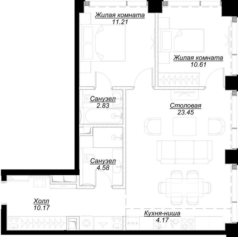 2-BD Apartment Sale, 67.63平方米 at Mod, 4th Maryinoy Roschi Street, 12с9, Moscow, Russia #1 2-BD Apartment Sale, 67.63平方米 at Mod, 4th Maryinoy Roschi Street, 12с9, Moscow, Russia #1