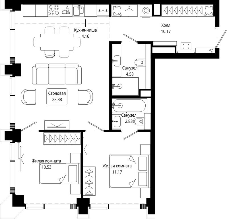2-BD Apartment Sale, 67.63平方米 at Mod, 4th Maryinoy Roschi Street, 12с9, Moscow, Russia #2 2-BD Apartment Sale, 67.63平方米 at Mod, 4th Maryinoy Roschi Street, 12с9, Moscow, Russia #2