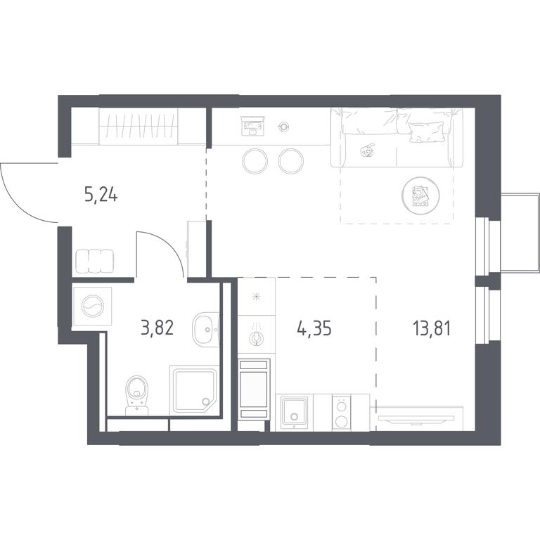 Apartment Sale, 27.22 sq. m. at Bolshoe Putilkovo, Prostornaya ulitsa, 1, Putilkovo Village, Krasnogorsk City District, Moscow Region, Russia #2