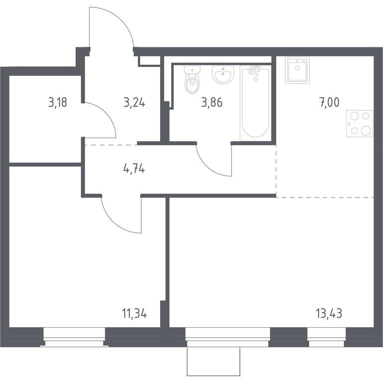 Apartment Sale, 46.79 sq. m. at Kvartal Zapadnyj, kvartal № 76, Marushkinskoye Settlement, Moscow, Russia #1 Apartment Sale, 46.79 sq. m. at Kvartal Zapadnyj, kvartal № 76, Marushkinskoye Settlement, Moscow, Russia #1