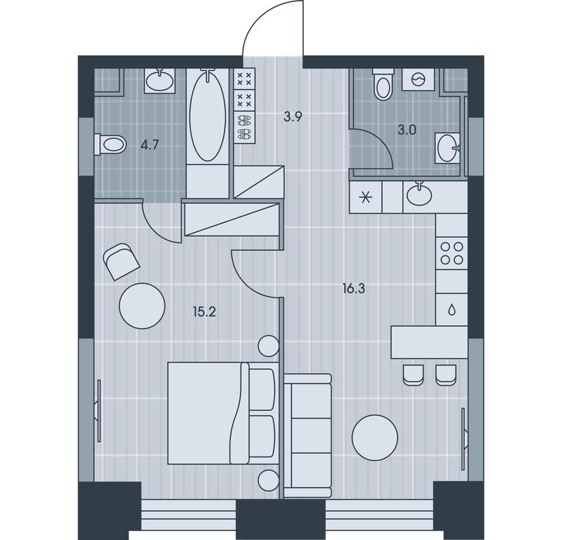 1-BD Apartment Sale, 43.1 sq. m. at Ever, Obrucheva Street, вл23, Moscow, Russia #1
