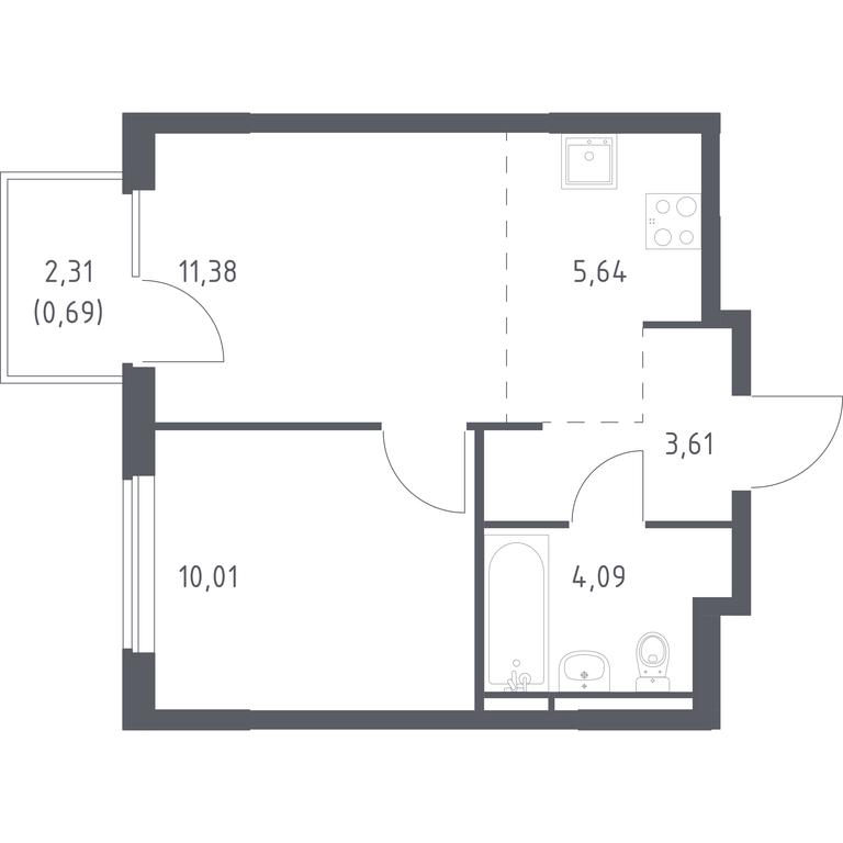 Apartment Sale, 35.42 sq. m. at Mytishchi Park, Silikatnaya ulitsa, 41к3, Mytischi, Moscow Region, Russia #1