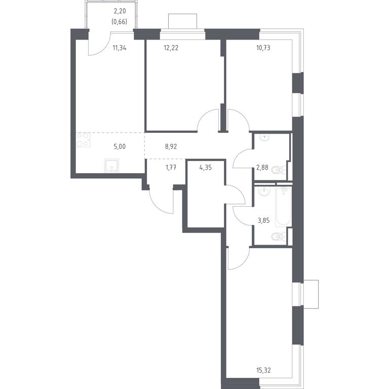 2-BD Apartment Sale, 77.04 sq. m. at Bogdanovskiy Les, derevnya Bogdanikha, Leninskiy City District, Moscow Region, Russia #1 2-BD Apartment Sale, 77.04 sq. m. at Bogdanovskiy Les, derevnya Bogdanikha, Leninskiy City District, Moscow Region, Russia #1