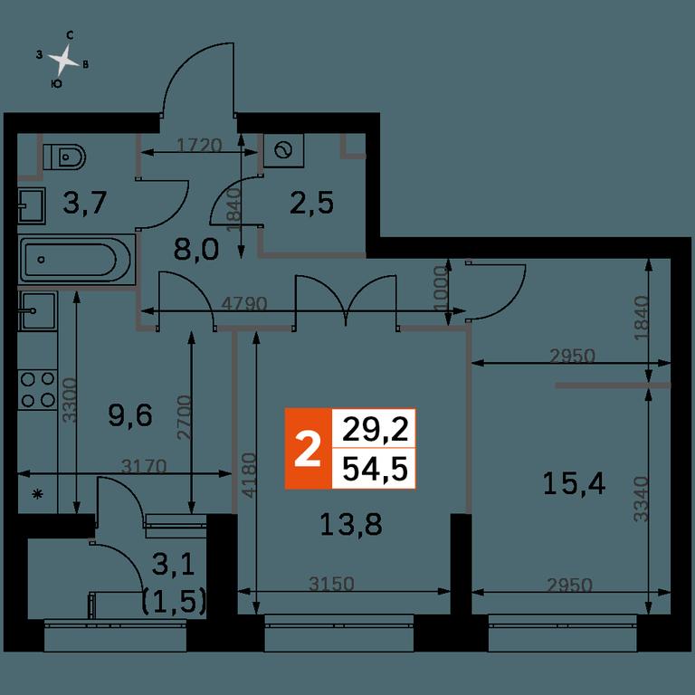 Продажа 2-комн. квартиры, 54,2 м² в ЖК «Скай Гарден (Sky Garden)», Строительный проезд, 9с6, Москва, Россия #1
