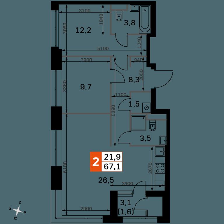3-BD Apartment Sale, 67.1 sq. m. at Sky Garden, Stroitelny Drive, 9с6, Moscow, Russia #1 3-BD Apartment Sale, 67.1 sq. m. at Sky Garden, Stroitelny Drive, 9с6, Moscow, Russia #1