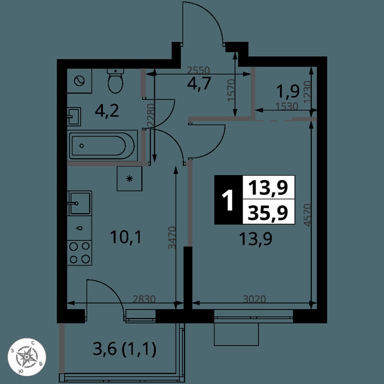 1-BD Apartment Sale, 35.9 sq. m. at 1 Yasenevskij, Kvartal № 24, Mosrentgen Settlement, Moscow, Russia #1 1-BD Apartment Sale, 35.9 sq. m. at 1 Yasenevskij, Kvartal № 24, Mosrentgen Settlement, Moscow, Russia #1