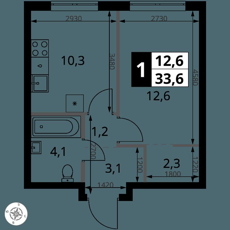 1-BD Apartment Sale, 33.6 sq. m. at 1 Yasenevskij, Kvartal № 24, Mosrentgen Settlement, Moscow, Russia #1