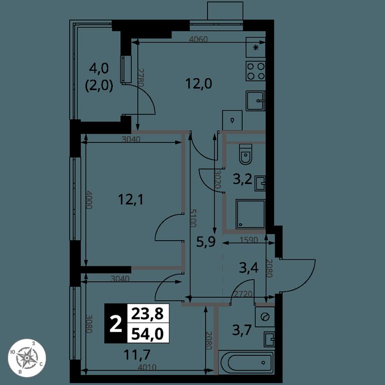 2-BD Apartment Sale, 54 sq. m. at 1 Yasenevskij, Kvartal № 24, Mosrentgen Settlement, Moscow, Russia #1 2-BD Apartment Sale, 54 sq. m. at 1 Yasenevskij, Kvartal № 24, Mosrentgen Settlement, Moscow, Russia #1