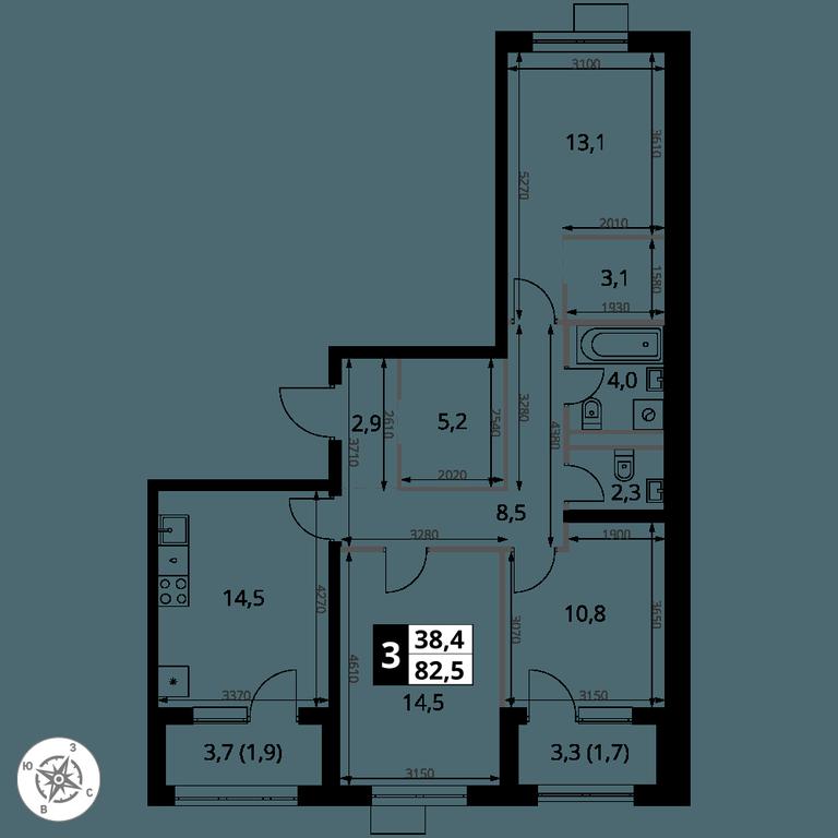 3-BD Apartment Sale, 82.5平方米 at 1 Yasenevskij, Kvartal № 24, Mosrentgen Settlement, Moscow, Russia #1 3-BD Apartment Sale, 82.5平方米 at 1 Yasenevskij, Kvartal № 24, Mosrentgen Settlement, Moscow, Russia #1