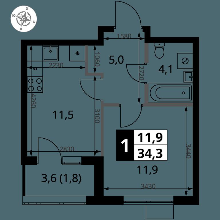 1-BD Apartment Sale, 34.3 sq. m. at 1 Yasenevskij, Kvartal № 24, Mosrentgen Settlement, Moscow, Russia #1 1-BD Apartment Sale, 34.3 sq. m. at 1 Yasenevskij, Kvartal № 24, Mosrentgen Settlement, Moscow, Russia #1
