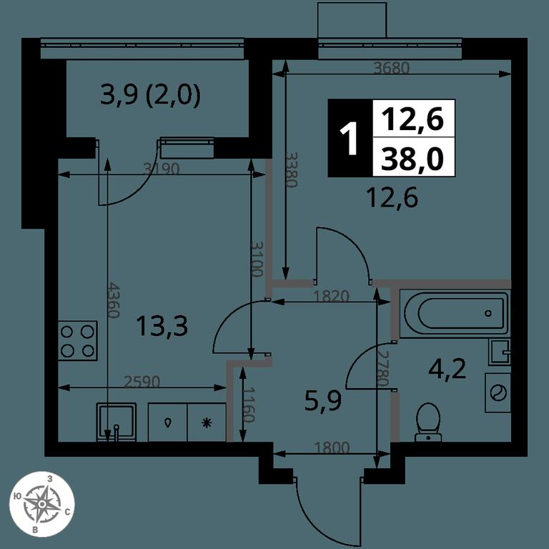 1-BD Apartment Sale, 38平方米 at 1 Yasenevskij, Kvartal № 24, Mosrentgen Settlement, Moscow, Russia #1 1-BD Apartment Sale, 38平方米 at 1 Yasenevskij, Kvartal № 24, Mosrentgen Settlement, Moscow, Russia #1