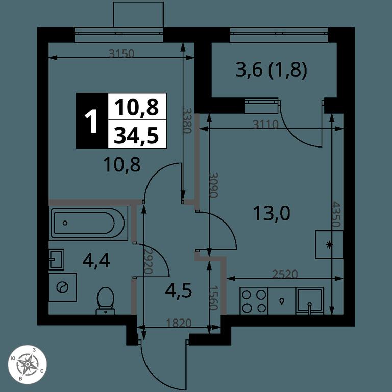 1-BD Apartment Sale, 34.5平方米 at 1 Yasenevskij, Kvartal № 24, Mosrentgen Settlement, Moscow, Russia #1 1-BD Apartment Sale, 34.5平方米 at 1 Yasenevskij, Kvartal № 24, Mosrentgen Settlement, Moscow, Russia #1