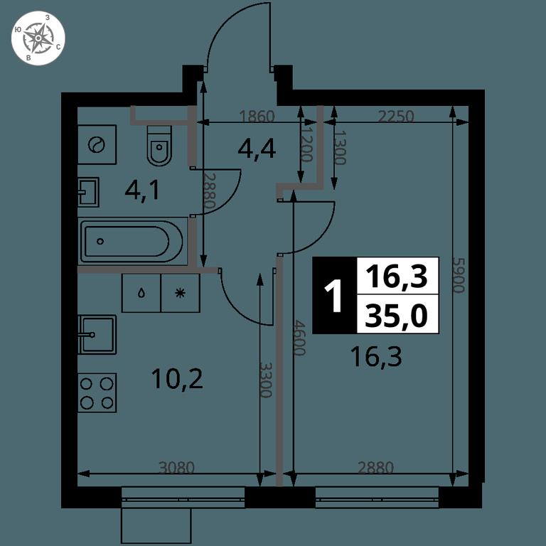 1-BD Apartment Sale, 35 sq. m. at 1 Yasenevskij, Kvartal № 24, Mosrentgen Settlement, Moscow, Russia #1