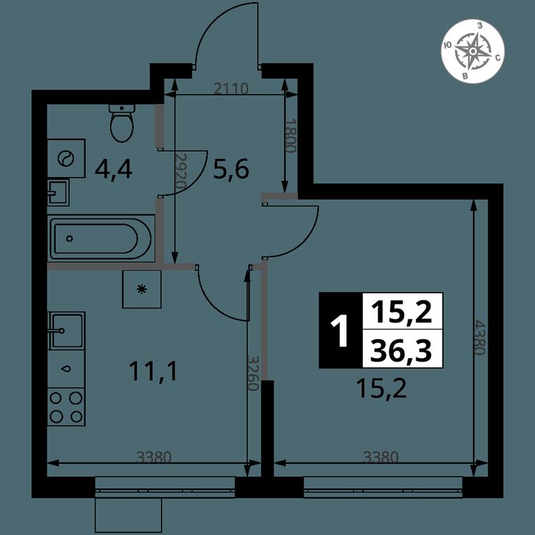 1-BD Apartment Sale, 36.3 sq. m. at 1 Yasenevskij, Kvartal № 24, Mosrentgen Settlement, Moscow, Russia #1 1-BD Apartment Sale, 36.3 sq. m. at 1 Yasenevskij, Kvartal № 24, Mosrentgen Settlement, Moscow, Russia #1