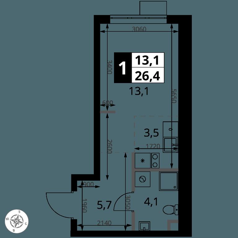 Apartment Sale, 26.4 sq. m. at 1 Yasenevskij, Kvartal № 24, Mosrentgen Settlement, Moscow, Russia #1