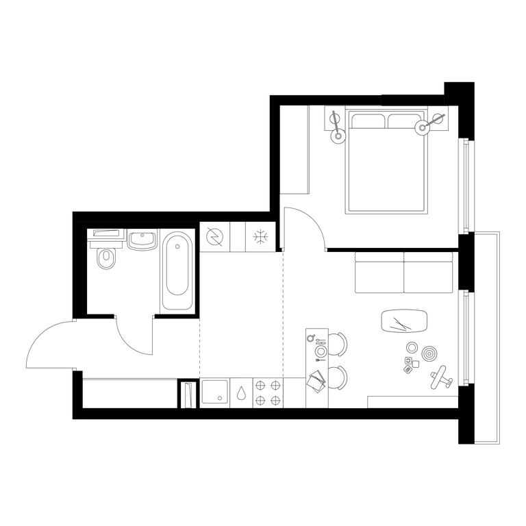 1-BD Apartment Sale, 33.7平方米 at Businovskiy Park, Izhorskaya Street, 6с5, Moscow, Russia #1