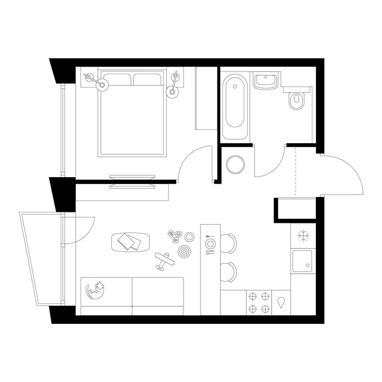 1-BD Apartment Sale, 32.5 sq. m. at Businovskiy Park, Izhorskaya Street, 6с5, Moscow, Russia #1