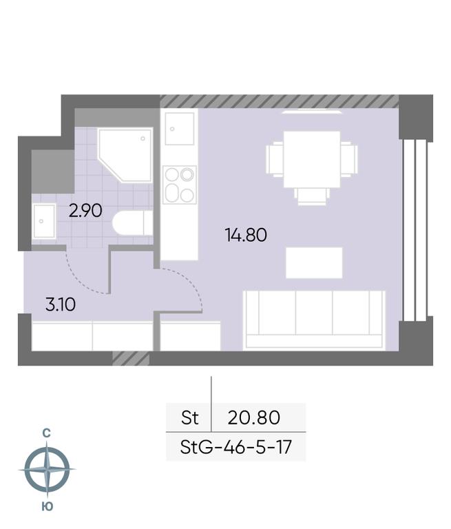 Apartment Sale, 20.8平方米 at Wave, Borisovskye Prudy Street, 1Б, Moscow, Russia #1 Apartment Sale, 20.8平方米 at Wave, Borisovskye Prudy Street, 1Б, Moscow, Russia #1